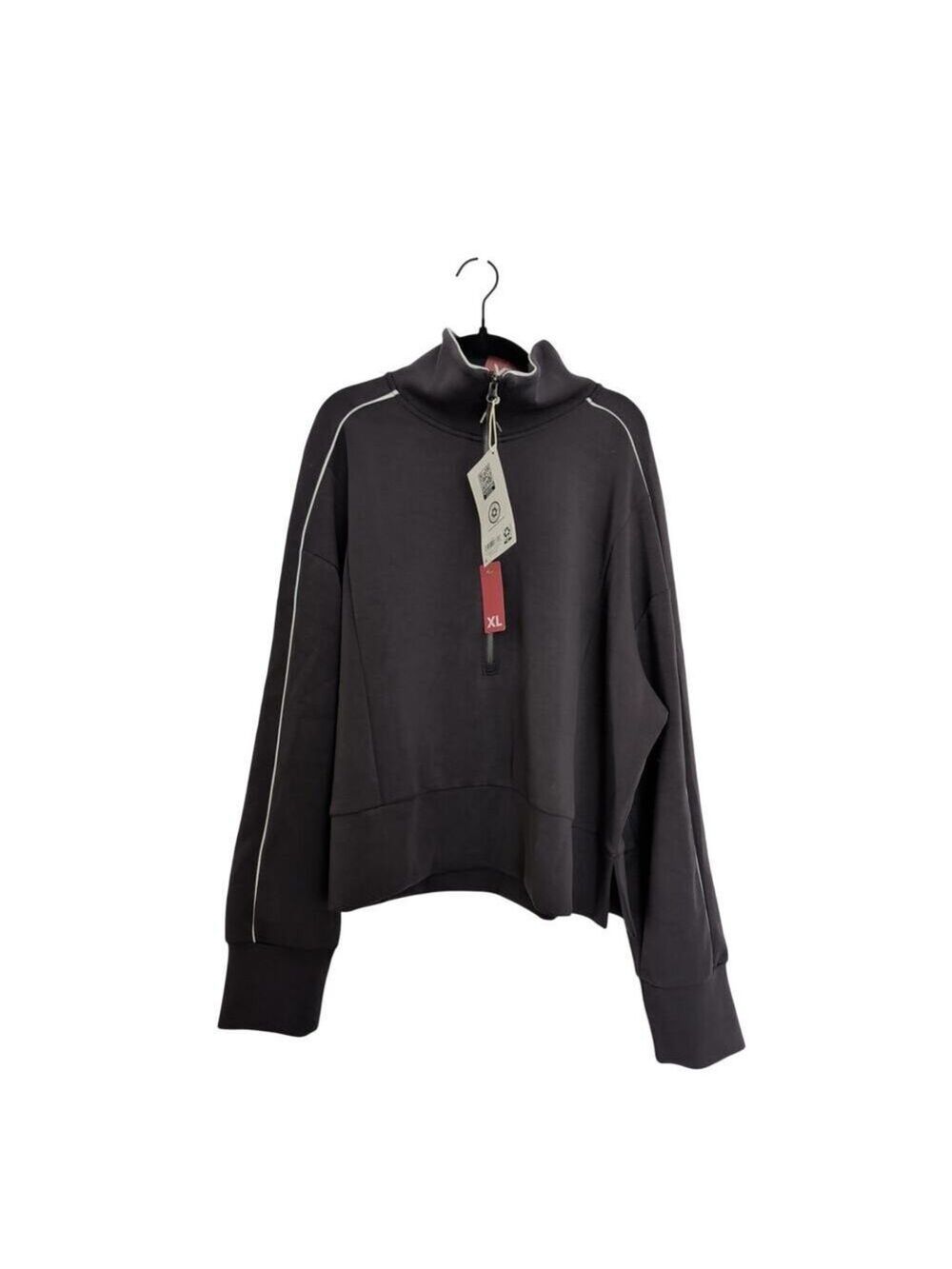 Women's Sandwash Half Zip Pullover Black Size XL